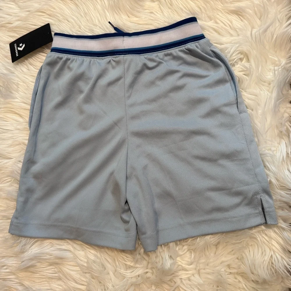 Converse Boys Basketball Shorts M 10-12 Blue Mesh‎ Athletic NWT